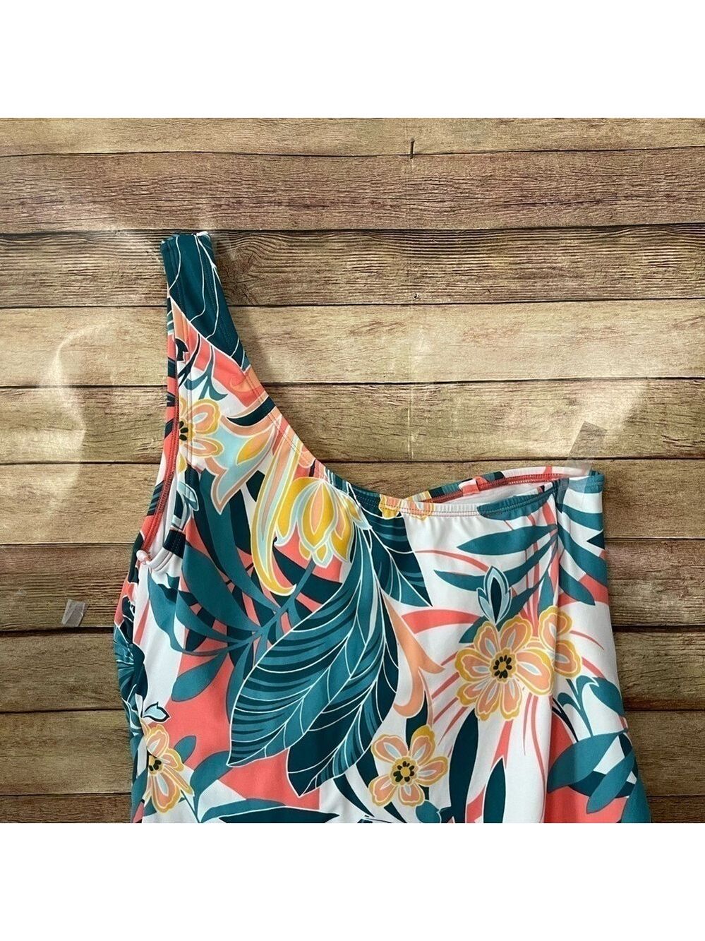 Jantzen Women’s Rainforest One Shoulder One Piece Floral Swimsuit Size: 16 - Picture 10 of 12